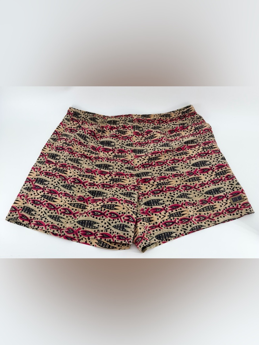 Vtg 90s SIDEOUT Men's XL All Over Fish Print Hybrid Shorts Distressed Surf Retro
